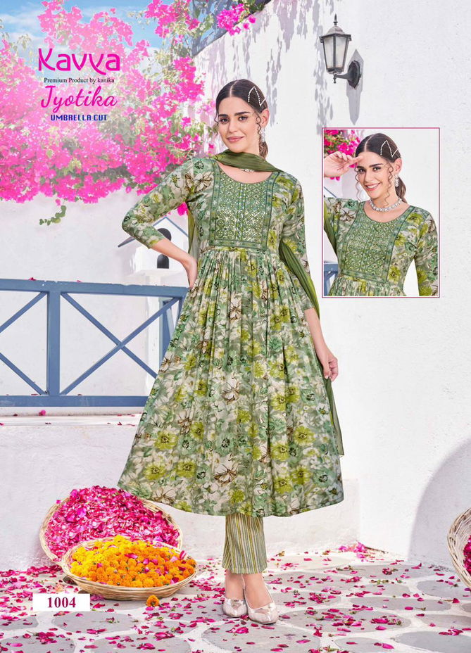 Jyotika Vol 1 By Kavya Alia Cut Printed Kurti With Bottom Dupatta Wholesale Shop In Surat